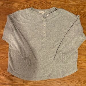 LOFT Heather Gray Henley Long Sleeve